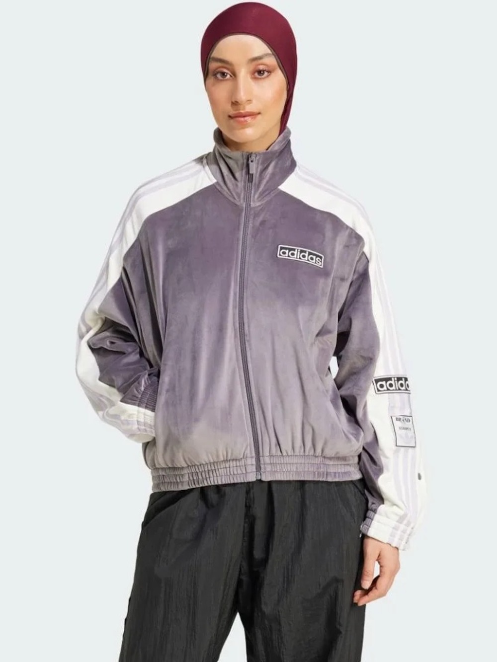 adidas Gray and Lavender Velour Track Jacket